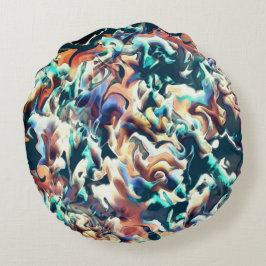 Farbenfrohe Wolken in Blau- und Brauntönen Rundes Kissen