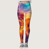 Farbenfrohe Wolken Leggings (Vorderseite)