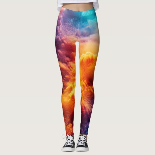 Farbenfrohe Wolken Leggings (Vorderseite)