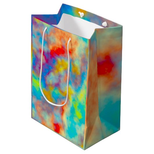 Farbenfrohe Wolken Mittlere Geschenktüte (Vorderseite Schrägansicht)