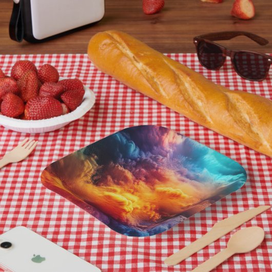 Farbenfrohe Wolken Pappteller (Picknick)