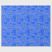 Farbenfrohe Wolken Regen Regenbogen Blaues Muster Geschenkpapier (Flach)