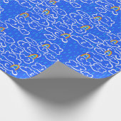Farbenfrohe Wolken Regen Regenbogen Blaues Muster Geschenkpapier (Ecke)