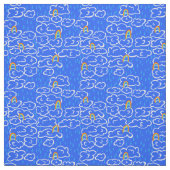 Farbenfrohe Wolken Regen Regenbogen Blaues Muster Stoff (Muster)