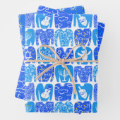 Farbenfrohe Wolken Regen Ugly Hanukkah Sweaters Bl Geschenkpapier Set (Beispiel)