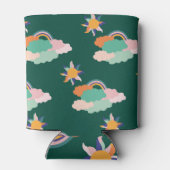 Farbenfrohe Wolken Regenbogen Nahtloses Muster Dosenkühler (Rückseite)