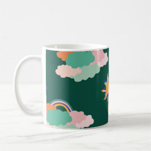 Farbenfrohe Wolken Regenbogen Nahtloses Muster Kaffeetasse