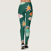 Farbenfrohe Wolken Regenbogen Nahtloses Muster Leggings (Rückseite)