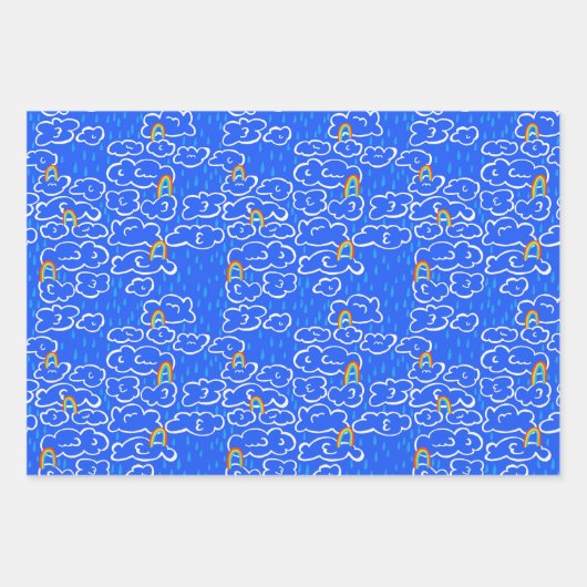 Farbenfrohe Wolken Regenbogen Ugly Hanukkah Sweate Geschenkpapier Set (Vorderseite 2)