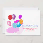 Farbenfrohe Wolken und Ballons Kindergarten Einladung (Rückseite)