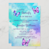 Farbenfrohe Wolken und Schmetterlingswaage Einladung (Vorne/Hinten)