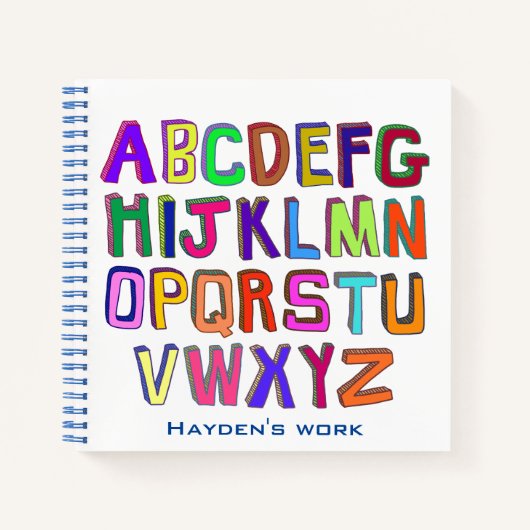 Farbenfrohe Wonky Alphabet Briefe Personalisierte  Notizblock (Vorderseite)