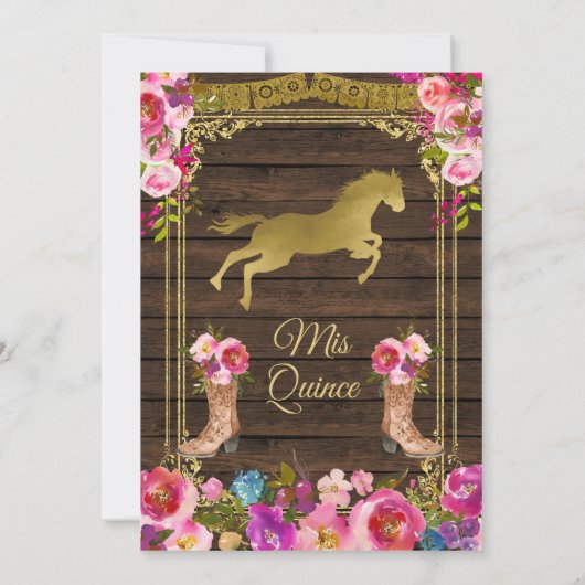 Farbenfrohe Wood Charra Mis Quince Party Einladung (Rückseite)