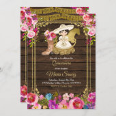 Farbenfrohe Wood Charra Mis Quince Party Einladung (Vorne/Hinten)