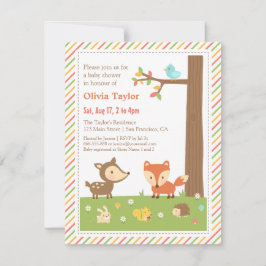 Farbenfrohe Woodland Animal Baby Dusche Einladung