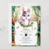 Farbenfrohe Woodland Bunny Birthday Einladung (Vorderseite)
