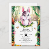 Farbenfrohe Woodland Bunny Birthday Einladung (Vorne/Hinten)