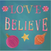 Farbenfrohe Word Art Inspiration Liebe glauben Aufkleber (Vorderseite)