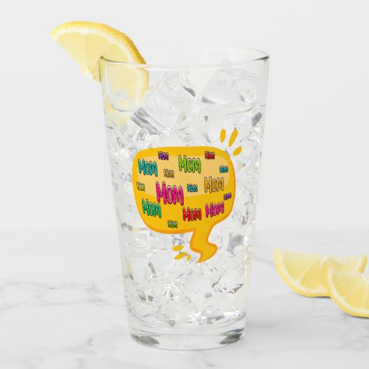 Farbenfrohe Word-Mama mit Gedankenblase Glas (Vorderseite Ice)