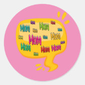 Farbenfrohe Word-Mama mit Gedankenblase Runder Aufkleber (Vorderseite)