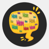 Farbenfrohe Word-Mama mit Gedankenblase Runder Aufkleber (Vorderseite)