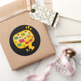 Farbenfrohe Word-Mama mit Gedankenblase Runder Aufkleber