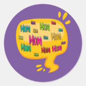 Farbenfrohe Word-Mama mit Gedankenblase Runder Aufkleber (Vorderseite)