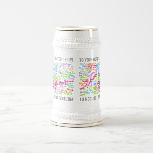 Farbenfrohe Wortkunst jubelt in vielen Sprachen Bierglas (Mittel)