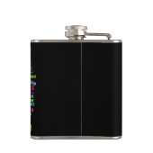 Farbenfrohe Wortkunst jubelt in vielen Sprachen Flachmann (Rückseite)