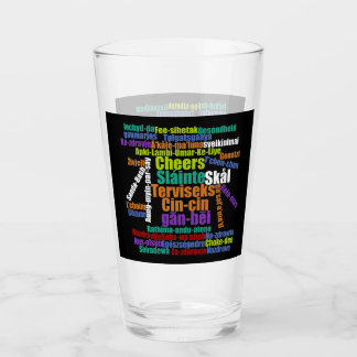 Farbenfrohe Wortkunst jubelt in vielen Sprachen Glas