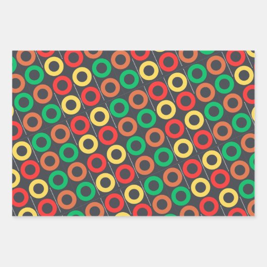 Farbenfrohe Wrapper in Mustern Geschenkpapier Set (Vorderseite 3)