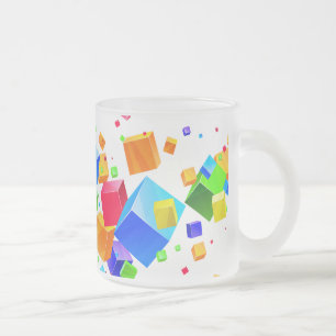 Farbenfrohe Würfel 1 Mattglastasse