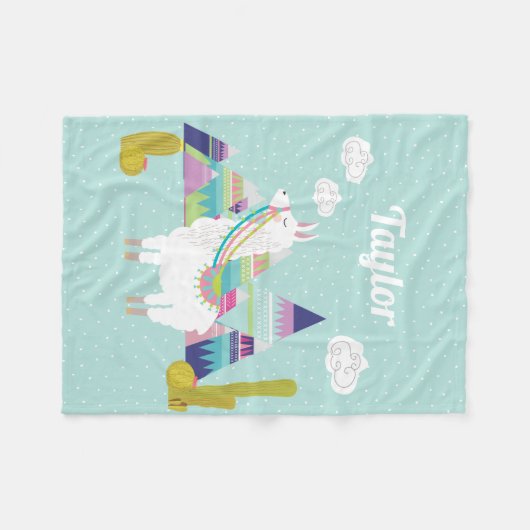 Farbenfrohe Wüste Alpaca Personalisiert Fleece Bla (Vorderseite (Horizontal))