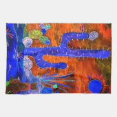 Farbenfrohe Wüste Kaktus Katze Küchentuch (Horizontal)