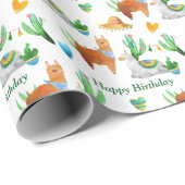 Farbenfrohe Wüste Llama Happy Birthday Geschenkpapier (Rolleneckpunkt)