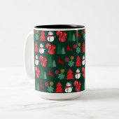 Farbenfrohe Xmas Vibes Pattern Zweifarbige Tasse (Vorderseite Links)
