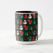 Farbenfrohe Xmas Vibes Pattern Zweifarbige Tasse (VorderseiteRechts)