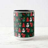 Farbenfrohe Xmas Vibes Pattern Zweifarbige Tasse (Mittel)