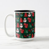Farbenfrohe Xmas Vibes Pattern Zweifarbige Tasse (Links)
