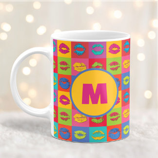 Farbenfrohe XOXO küssende Lippen Personalisiert Kaffeetasse