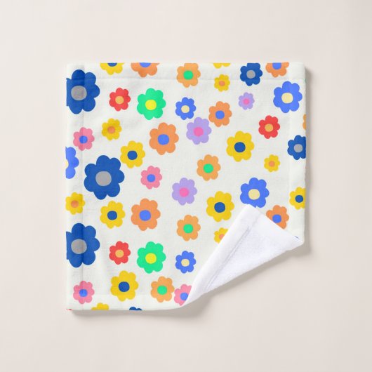 Farbenfrohe Y2K-Blume-Indie-Muster Badhandtuch Set (Waschlappen)