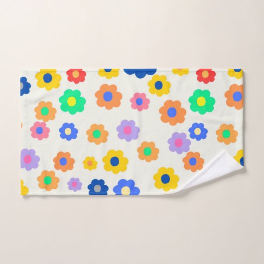 Farbenfrohe Y2K-Blume-Indie-Muster Badhandtuch Set (Handtuch)