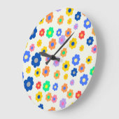 Farbenfrohe Y2K-Blume-Indie-Muster Große Wanduhr (Winkel)