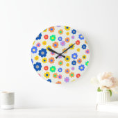 Farbenfrohe Y2K-Blume-Indie-Muster Große Wanduhr (Zuhause)