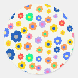 Farbenfrohe Y2K-Blume-Indie-Muster Runder Aufkleber