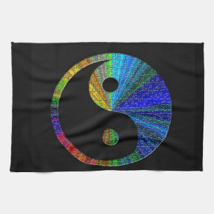 Farbenfrohe Yin and Yang Puzzle Geschirrtuch