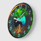 Farbenfrohe Yin Yang mit Baum des Lebens Große Wanduhr (Winkel)