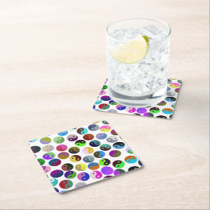 Farbenfrohe Ying Yang Pattern Rechteckiger Pappuntersetzer