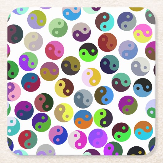 Farbenfrohe Ying Yang Pattern Rechteckiger Pappuntersetzer (Vorderseite)