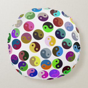 Farbenfrohe Ying Yang Pattern Rundes Kissen